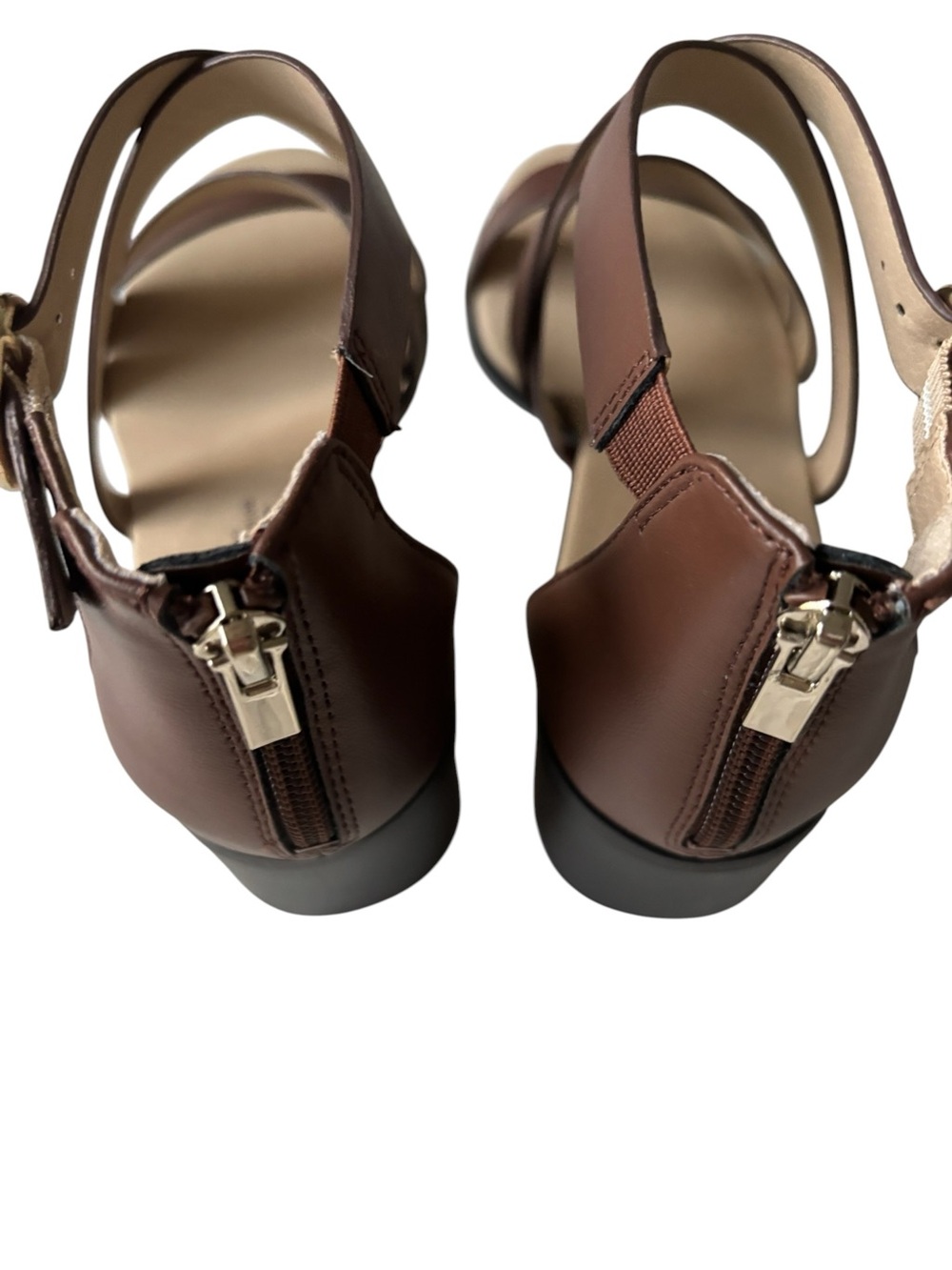 Life Stride Brown Strappy Block Heel Sandals with Gold Buckle 8 1/2 W - Picture 8 of 14